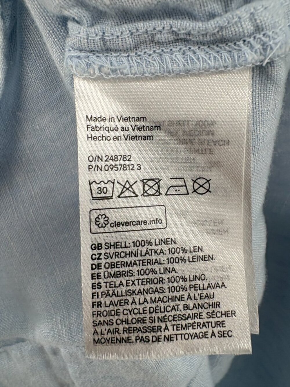 H&M 100% Linen Light Blue Button Down Shirt Minimalist Blouse M - Picture 10 of 11